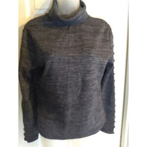 Venus Pullover Sweater Gray Turtleneck Metal Rings Along Sleeves Sz M